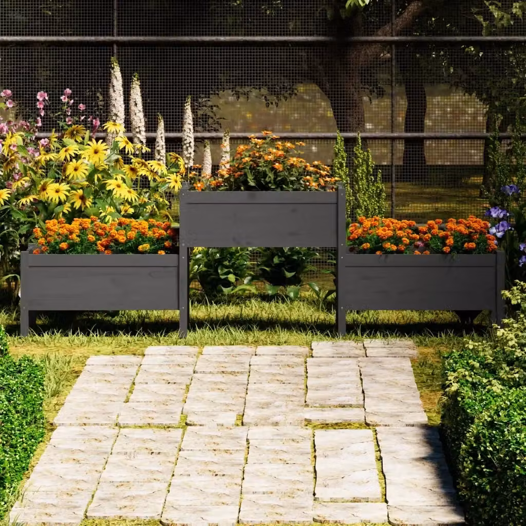 Fioriera a cassetta DESIGN IN in legno massello di pino grigia L: 245,5 cm, P: 44 cm, H: 75 cm – 2