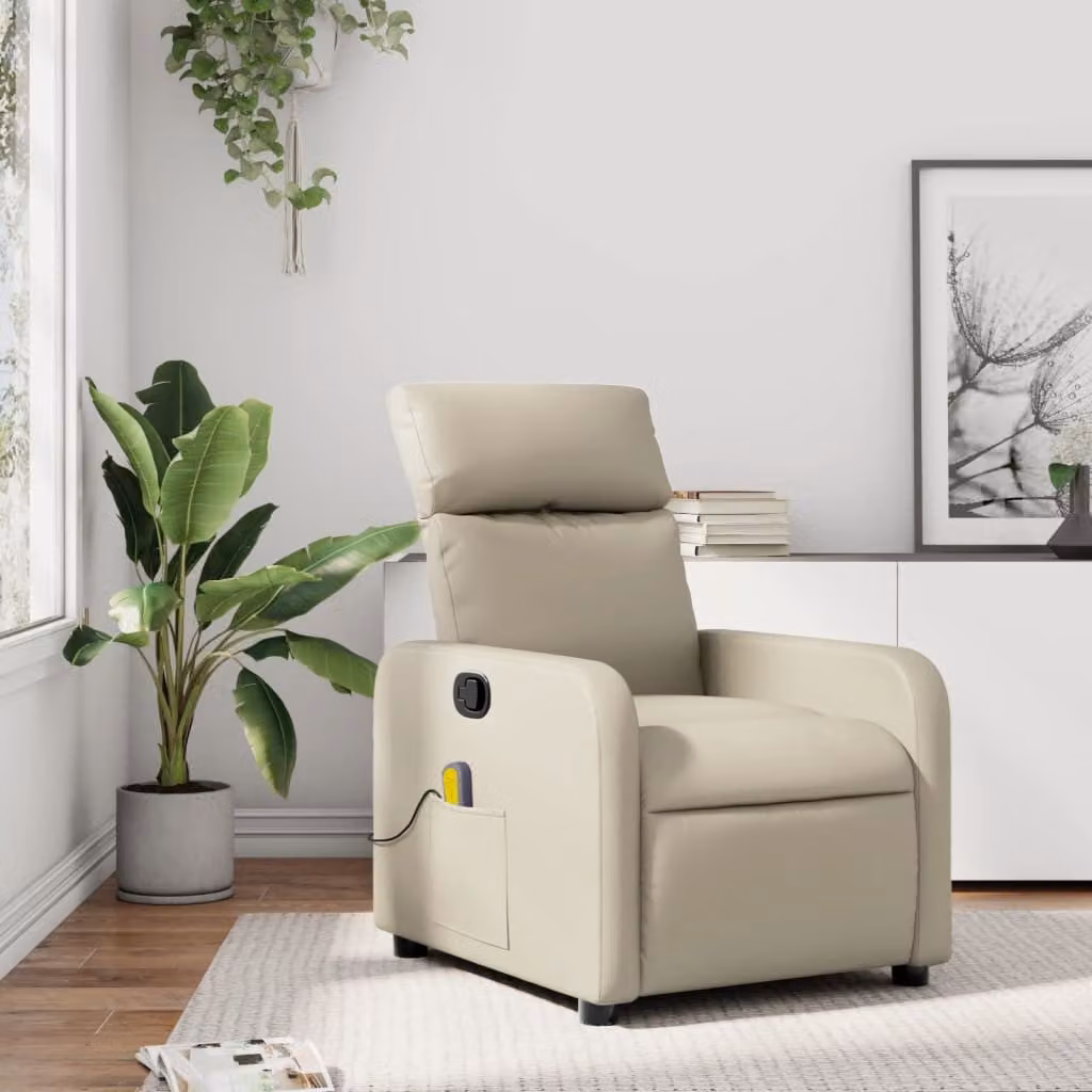vidaXL Poltrona Relax Reclinabile in Similpelle Beige con Braccioli