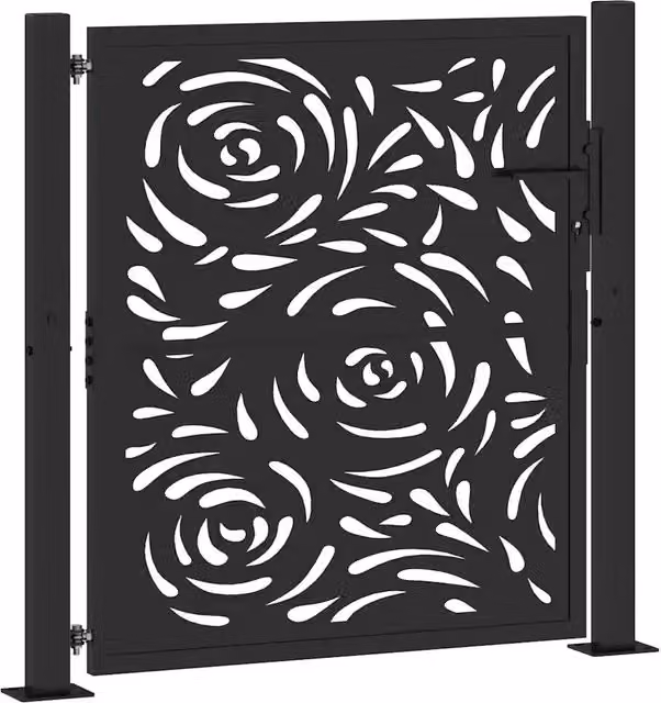 Cancello da giardino nero 100x100 cm in acciaio con design a fiamma CFW1550643