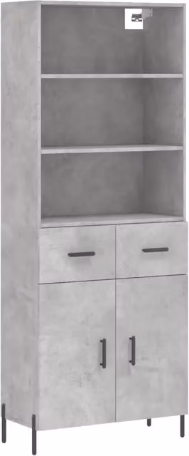 Credenza | Madia | Buffet da pranzo | Armadio da pranzo Grigio Cemento 69,5x34x180 cm in Legno Multistrato