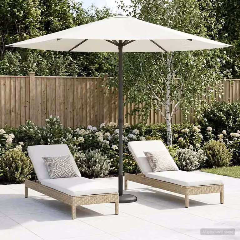 Ombrello da giardino rettangolare vidaXL in poliestere e acciaio color beige