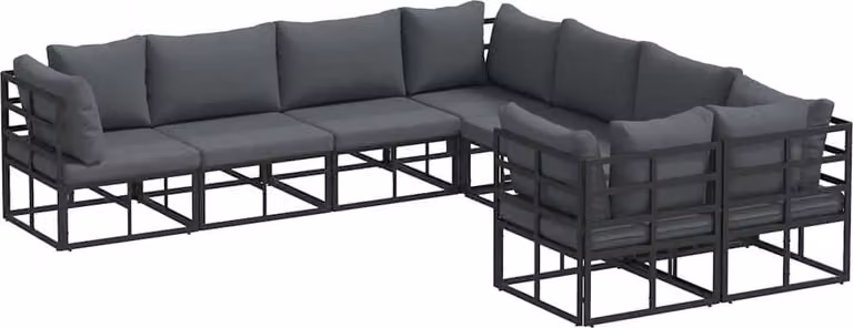 Set Divano da Giardino con cuscino 8 pcs Nero Acciaio