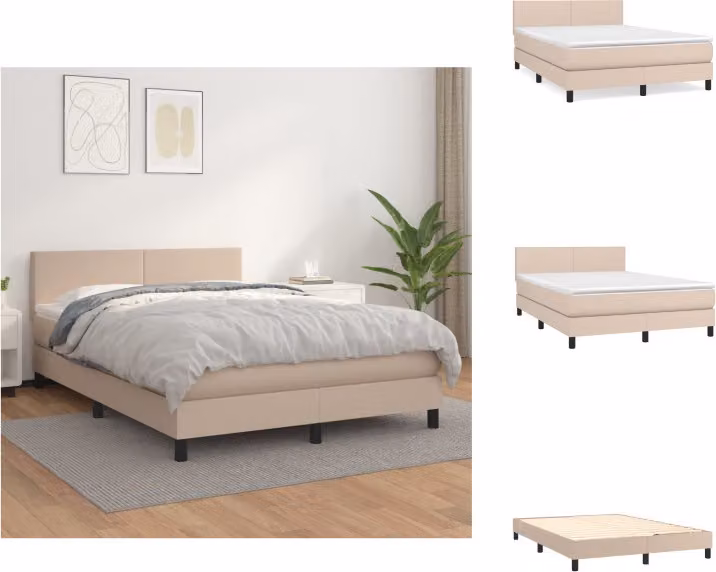 vidaXL Materasso letto a molle cappuccino-marrone 140x200cm in Pelle finta - Letti e strutture letto