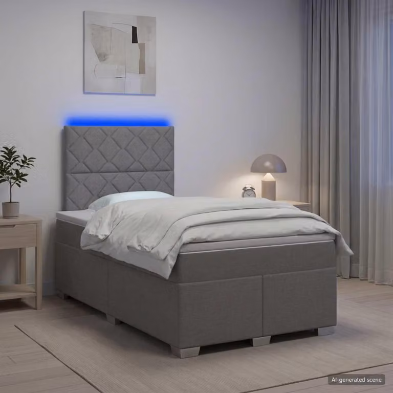 Maison Exclusive - Letto boxspring con materasso Grigio chiaro 120 x 200 cm Tessuto