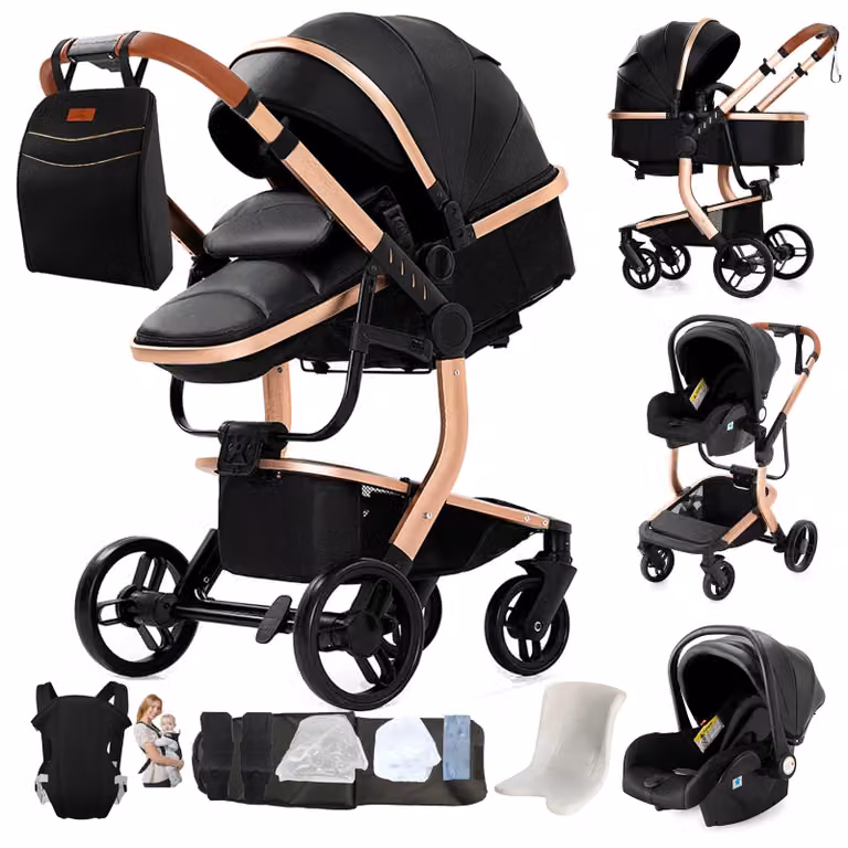 Passeggino, design impermeabile, funzione pieghevole, modello X518-BLACK2