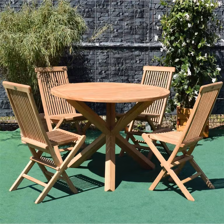 4 Klappstühle Alessandria + Tisch Ravenna Rund 100 cm