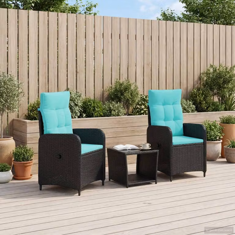 Set Lounge da Giardino vidaXL 3 pz in Metallo Turchese con Cuscini Imbottiti e Rivestimenti Rimovibili