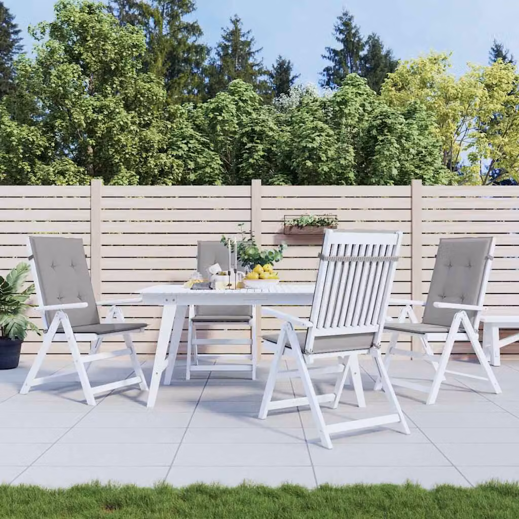 Set di 4 cuscini per sedie vidaXL in tessuto grigio, impermeabili e resistenti ai raggi UV, L 120 cm x P 50 cm x H 3 cm
