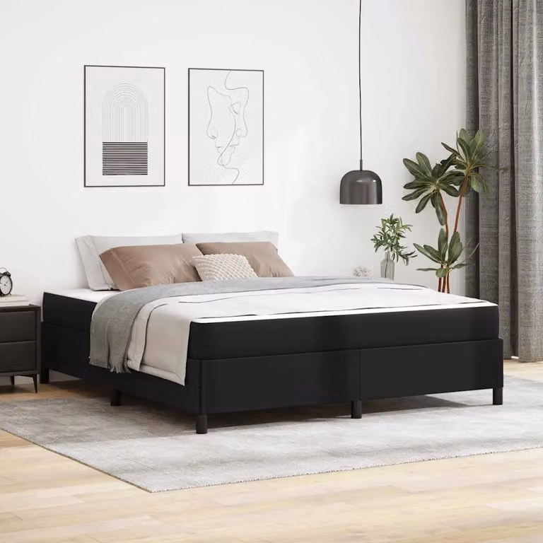 Struttura letto con materasso vidaXL in tessuto nero L: 180 cm, P: 200 cm, H: 203 cm