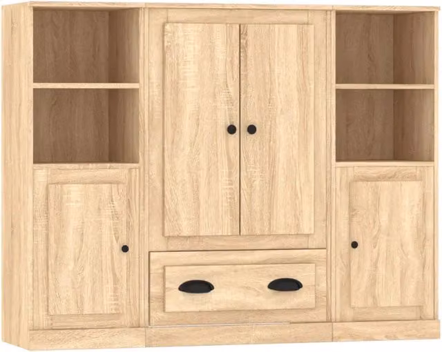 Credenze 3 pz | Madia | Buffet da pranzo | Armadio da pranzo Rovere Sonoma in Legno Multistrato