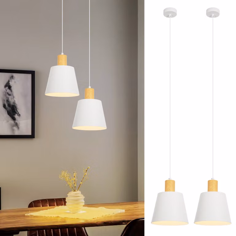 ZMH lampada a sospensione moderna per sala da pranzo 2 x lampada a sospensione in metallo bianco E27 lampada da tavolo da pranzo lampada a sospensione retrò per sala da pranzo lampada a sospensione per camera da letto interna 1 fiamma per cucina soggiorno