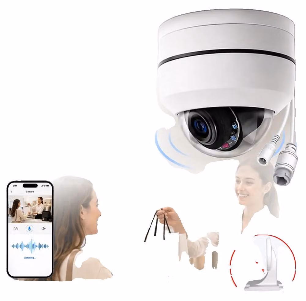 Telecamera di sorveglianza, zoom ottico 12x, visione notturna a infrarossi, telecamera PTZ 4K PoE, senza alimentatore