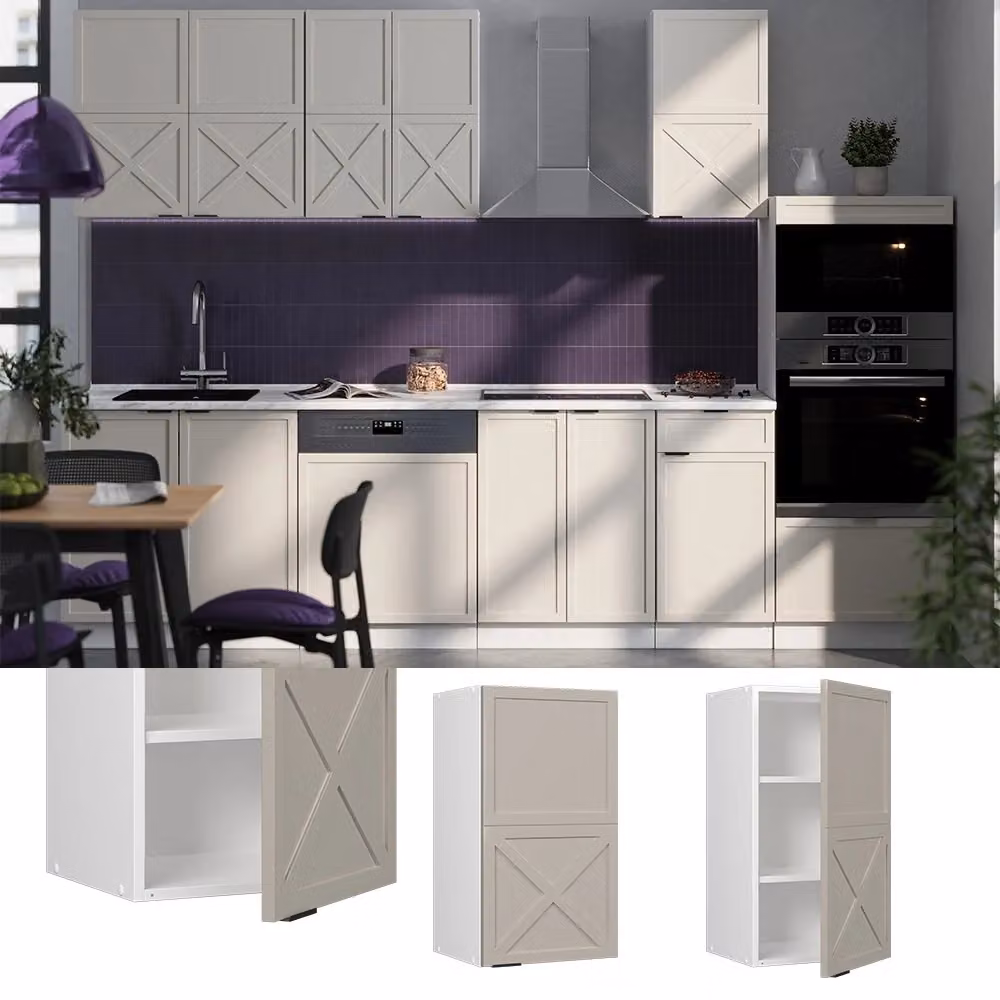 Pensile da cucina Fame-Line Vicco Grigio, Beige e Bianco con ante a battente e finitura opaca L: 40 cm – 2