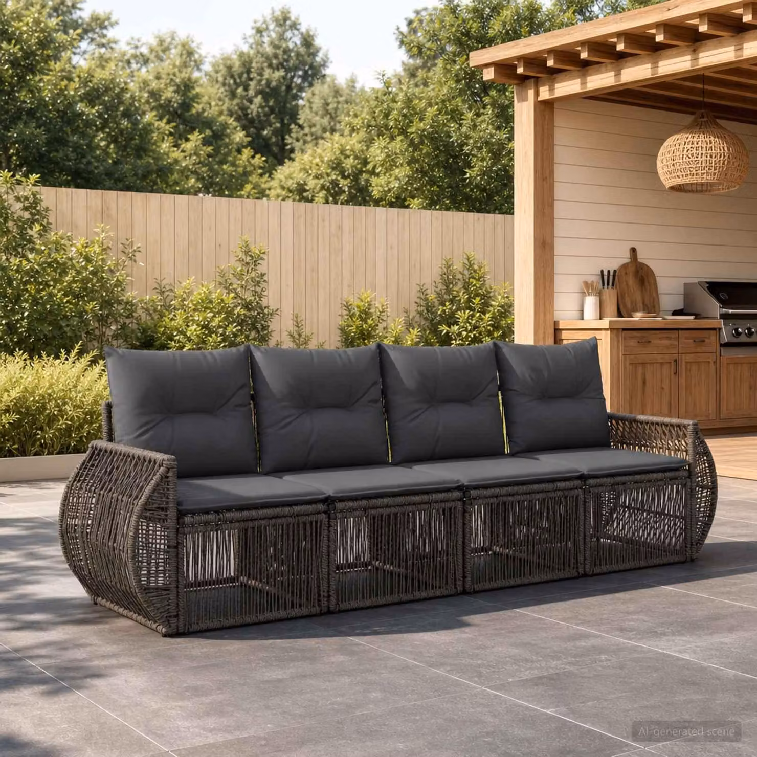 Maison Exclusive - Set di divani da giardino, 4 pezzi, grigio e grigio scuro, in rattan sintetico