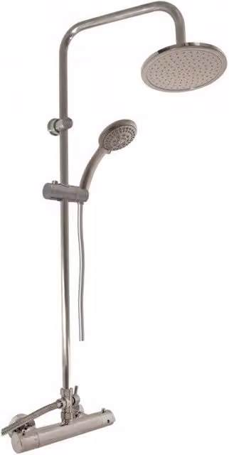 Colonna doccia a parete termostatico ottone grigio metallo lucido H. 109 cm