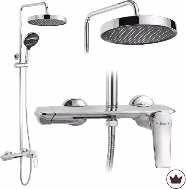 Set Doccia Rea Vision con Soffione Rain e Doccino in Finitura Chrome