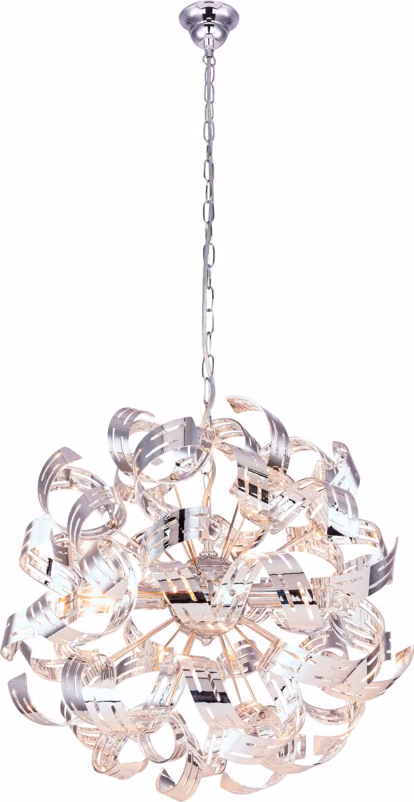 Lampada a sospensione, cromata, altezza 125 cm, modello FALLA