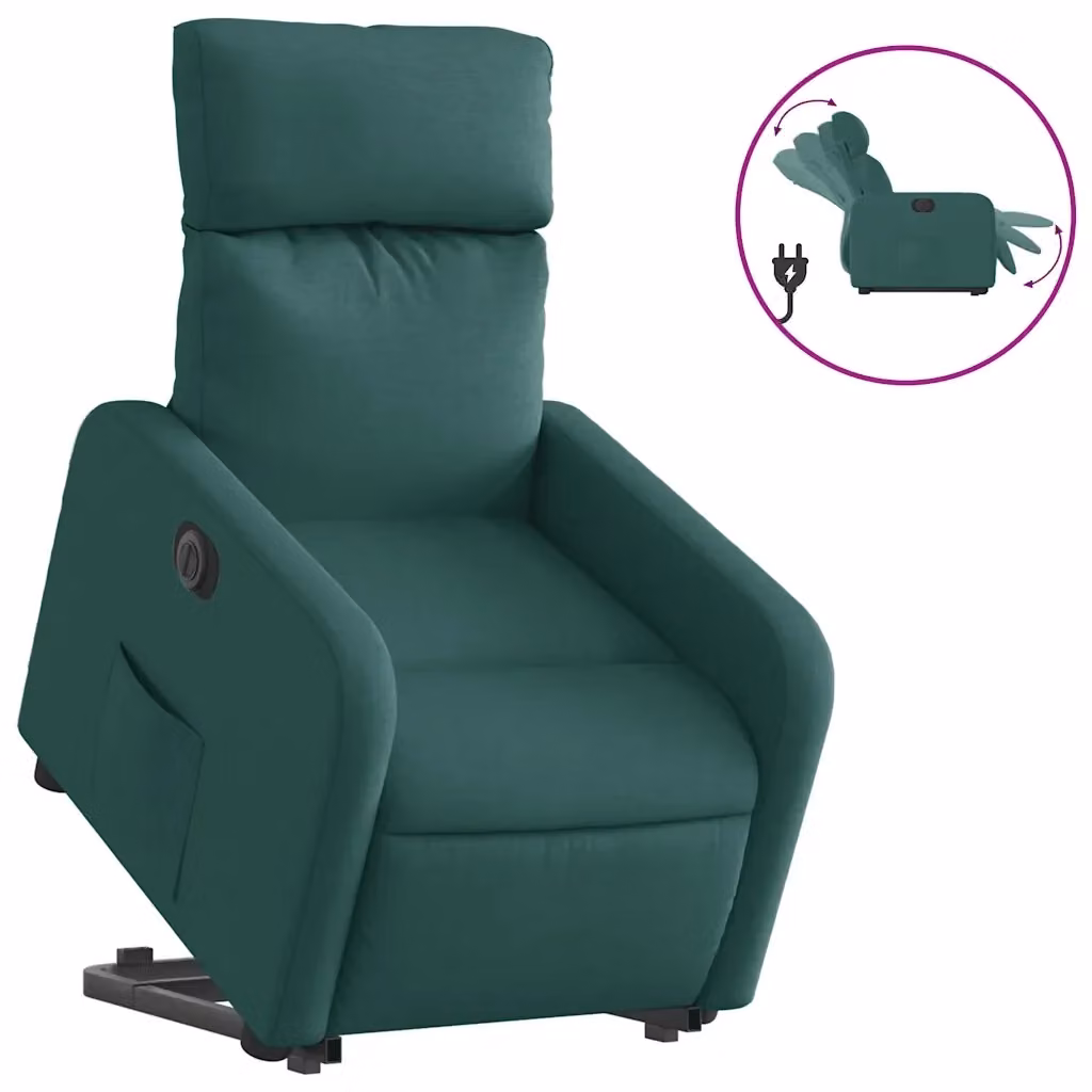Poltrona Alzapersona Reclinabile Elettrica vidaXL Verde con Braccioli e Supporto per Anziani – 2