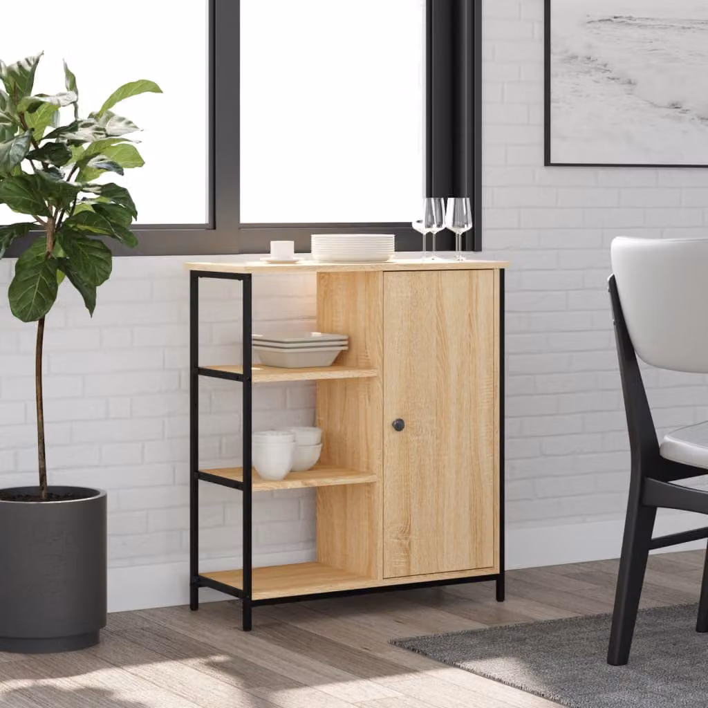 Credenza vidaXL in legno ingegnerizzato e metallo, colore Rovere Sonoma, L 70 cm x P 30 cm x H 80 cm