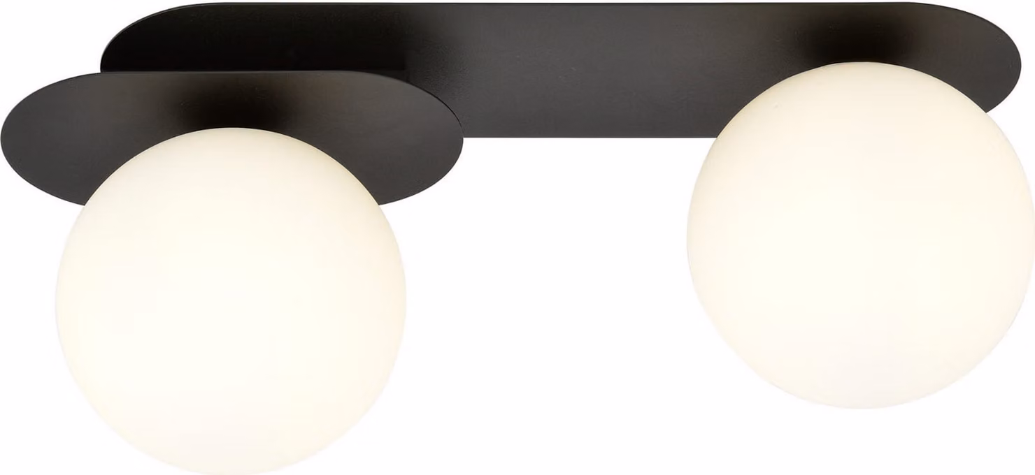 Lampada da soffitto Emibig 2xE14 40W PLAZA 2 NERO/OPAL 1118/2