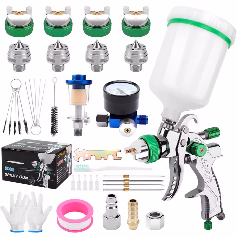 Kit pistola a spruzzo HVLP Solidchoice, completo di 4 ugelli