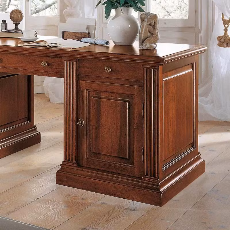 Scrivania con 7 cassetti e 1 porta in legno color marrone Mobili 2G L: 185 cm, P: 80 cm, H: 80 cm – 2