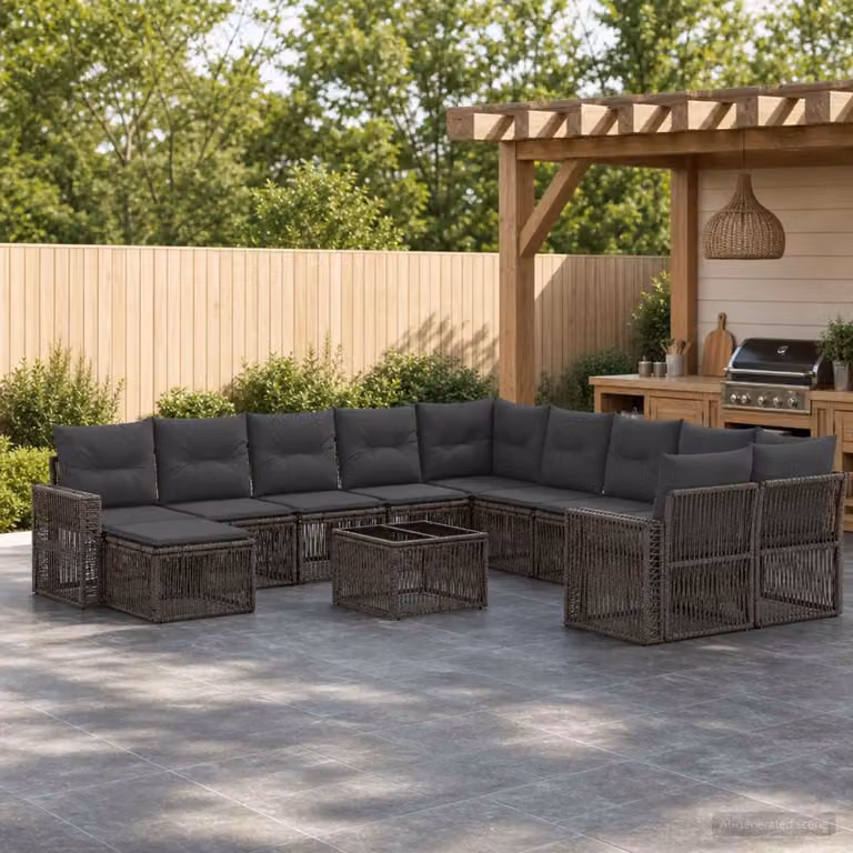 Maison Exclusive - Set di divani da giardino, 12 pezzi, grigio e grigio scuro, in rattan sintetico