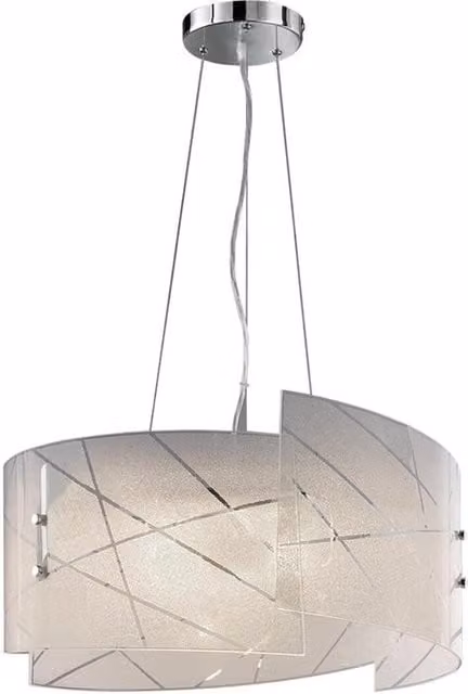 Lampadario a sospensione neoclassico Sandrina Trio Leuchten in vetro trasparente e metallo cromato, Ø 50 cm, 3x E27