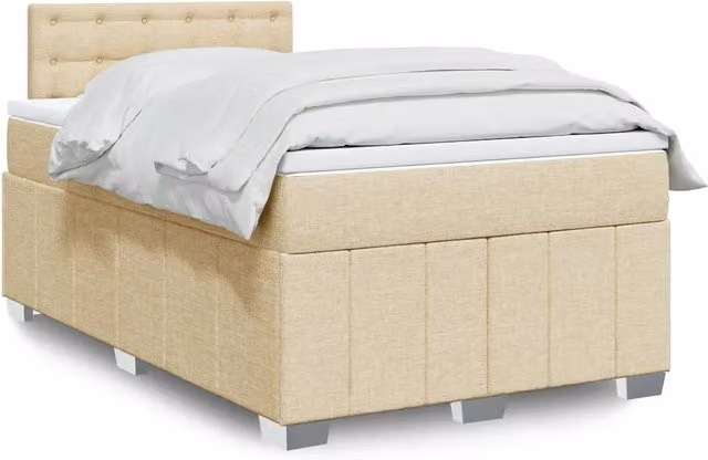 Letto con Giroletto a Molle e Materasso Ibrido vidaXL in Colore Beige e Bianco, L/P/H: 120 x 200 cm