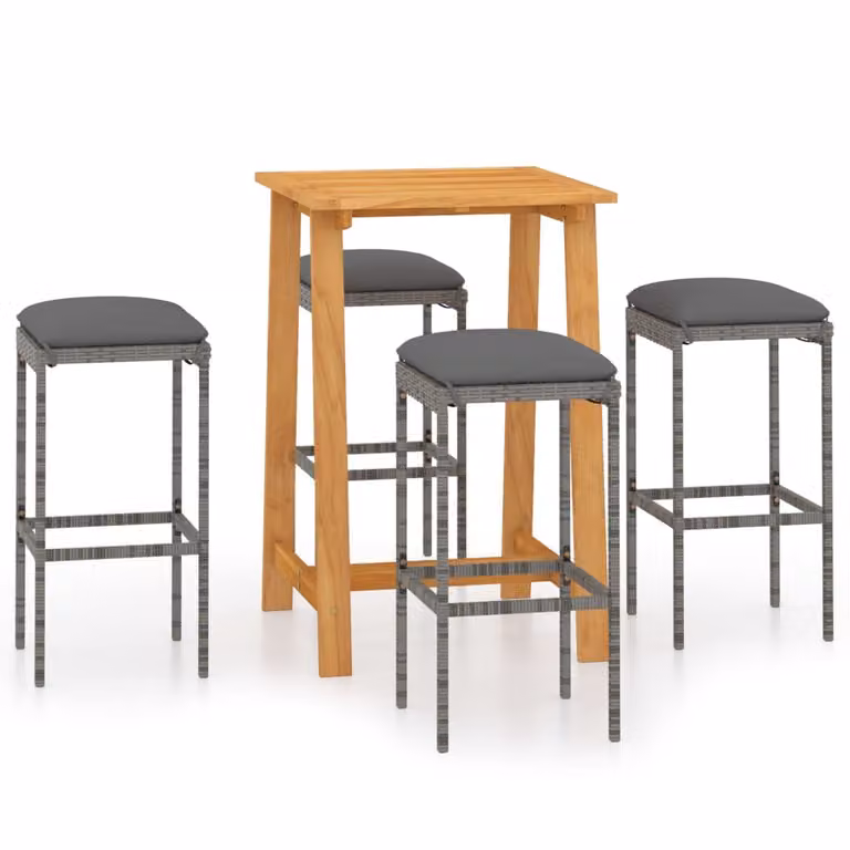 Set da Bar da Giardino 5 pz con Cuscini Grigio