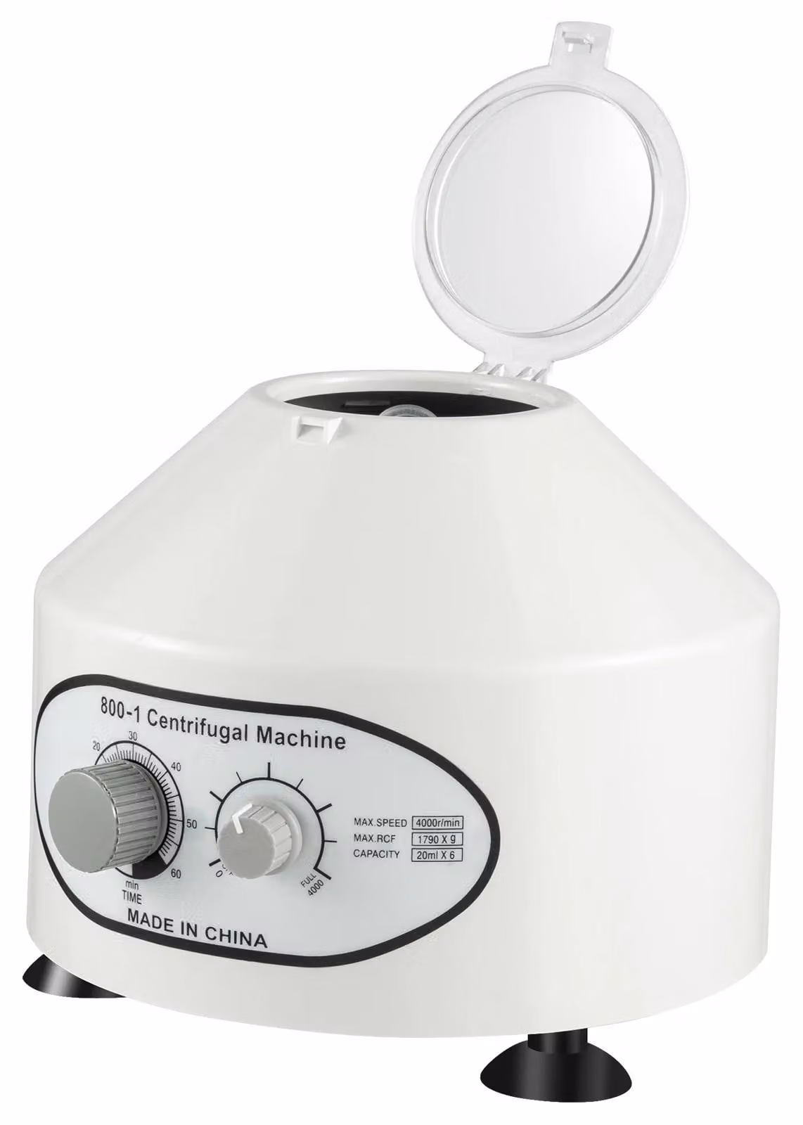 Centrifuga da laboratorio - Centrifuga da banco a bassa velocità - 4000 giri/min - capacità 6 x 20 ml - tempo e velocità regolabili - spina di tipo europeo - colore bianco
