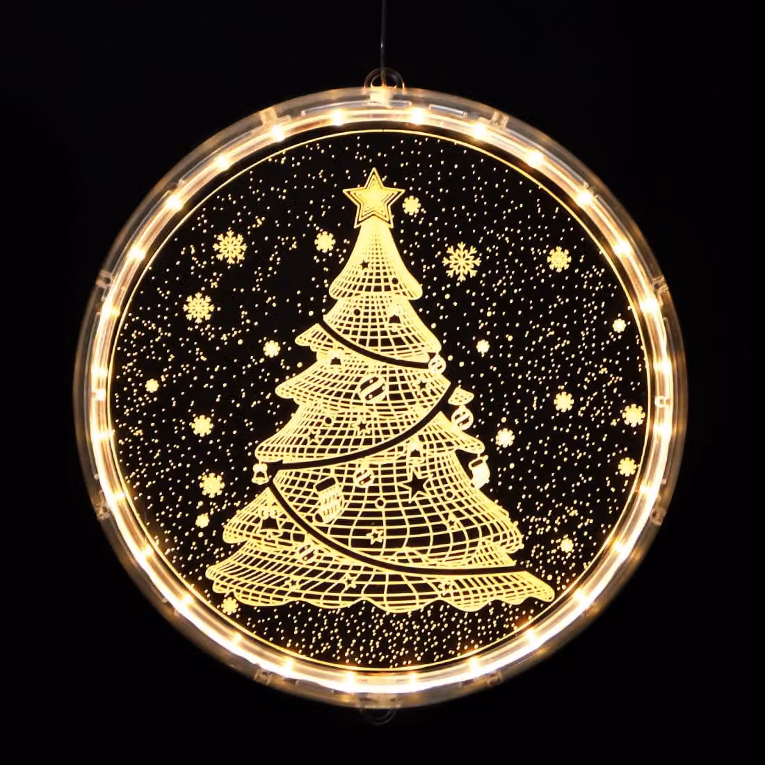 Illuminazione LED per finestre, albero di Natale 3D, 24 cm, in acrilico, con ventosa