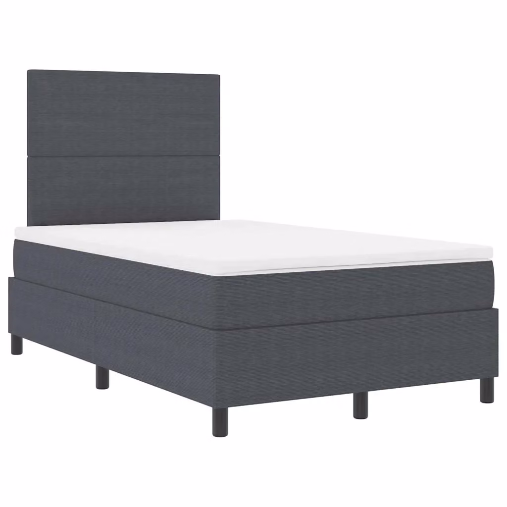 Letto moderno vidaXL in tessuto velluto a coste con illuminazione LED sottostante, Grigio e Bianco, L/P/H: 120 x 200 x 193 cm – 2