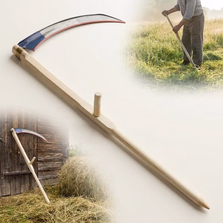 Set di falci manuali in legno – Completo per la falciatura tradizionale