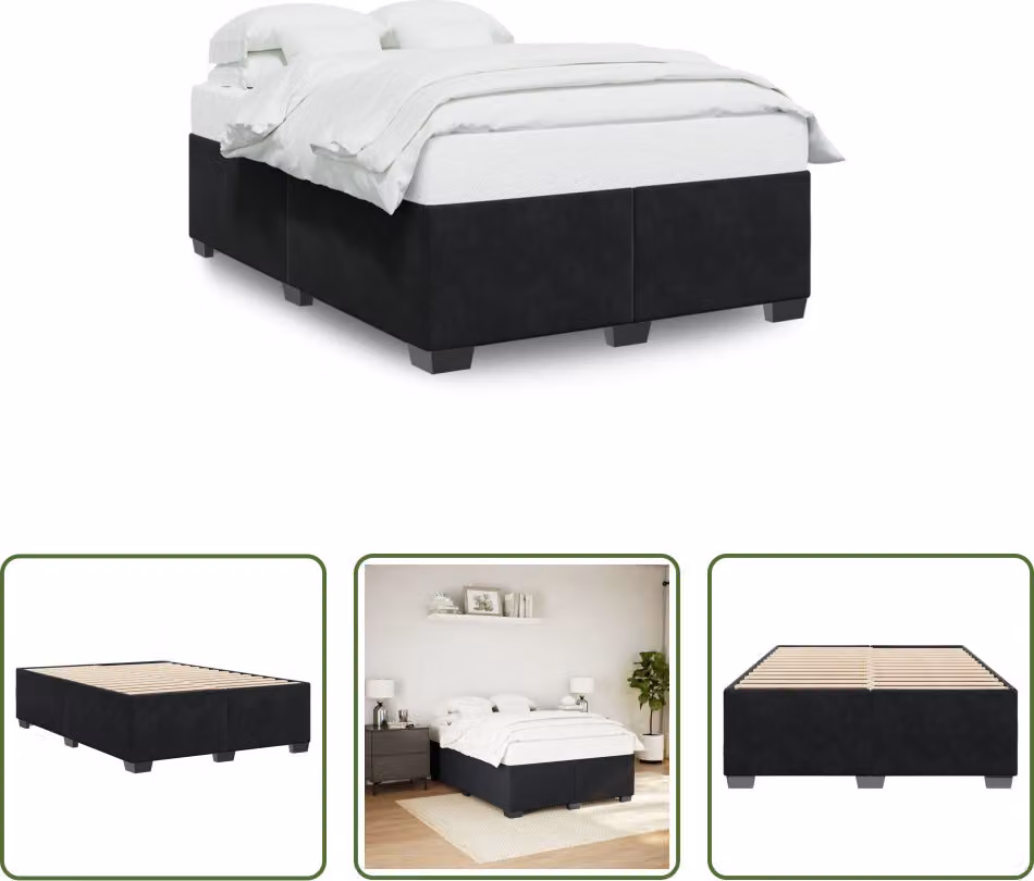 The Living Store Struttura letto nera 140x190 cm in velluto