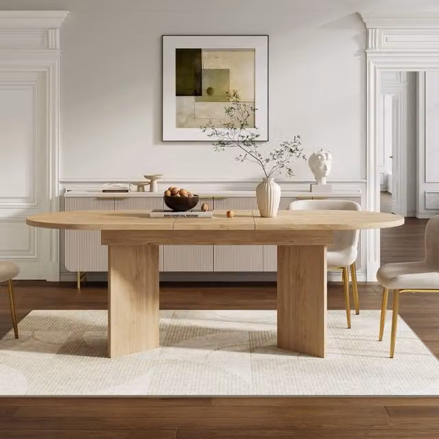 Tavolo da pranzo allungabile 120/160x80 cm, colore quercia, per 4-6 persone, piano spesso con angoli arrotondati, stile semplice