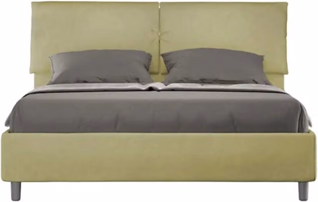 Letto matrimoniale senza rete imbottito 160x200 microfibra tè verde Mados