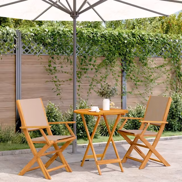 Set da Bistrot 3pz Tortora in Tessuto e Legno Massello 3281858