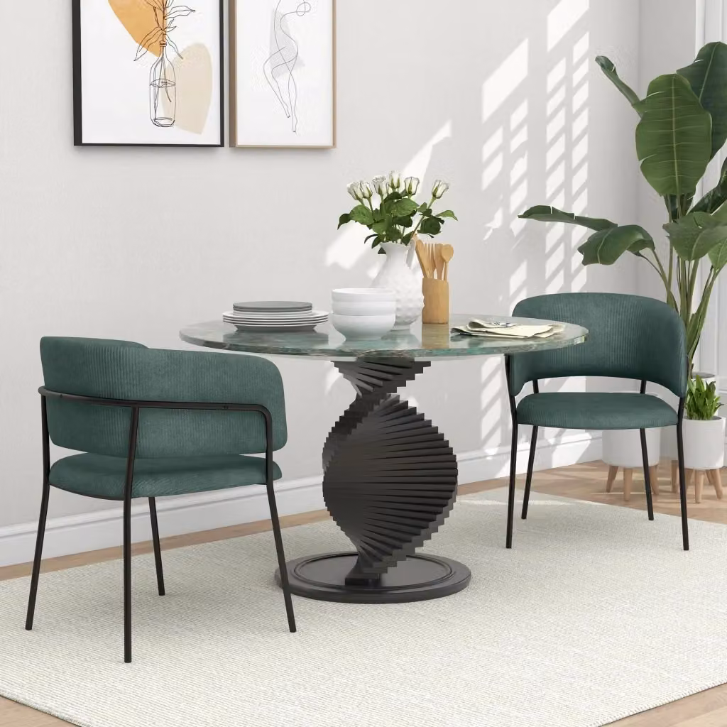Set di 2 sedie moderne GIORDANOSHOP in velluto verde con struttura in metallo L: 57 cm, P: 53 cm, H: 73 cm – 2