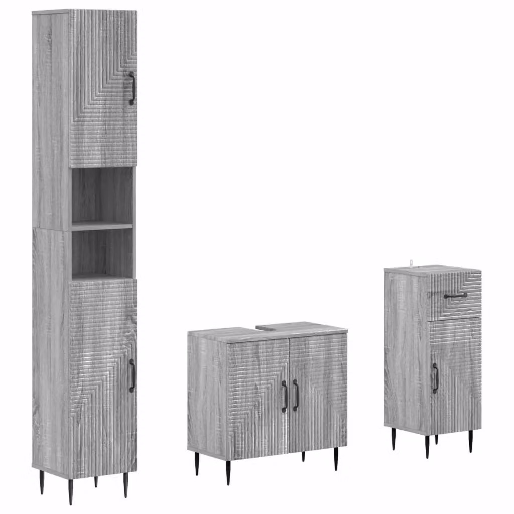 Set di armadietti da bagno moderni vidaXL in 3 pezzi grigio opaco in MDF – 2