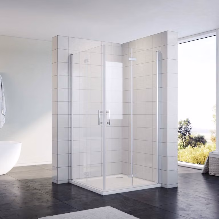 Cabina doccia 80x80cm Altezza: 195cm Doccia in nano vetro Cabina doccia ad angolo con porta a battente Bagno doccia ad angolo Porta a battente Porta a soffietto Porta a battente a libro