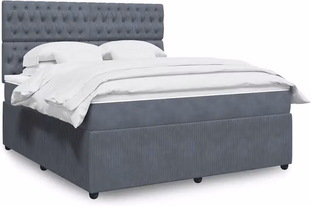 Letto Ibrido con Giroletto a Molle e Materasso vidaXL in Velluto Grigio e Bianco L/P: 180 x 200 cm