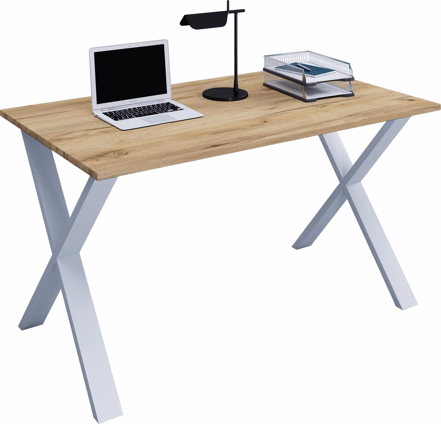 Scrivania in legno | H. 76 x W. 140 x T. 80 cm | Tavolo per computer semplice | piedini in metallo di alta qualità | Tavolo da lavoro | Mobili da ufficio - Lona X