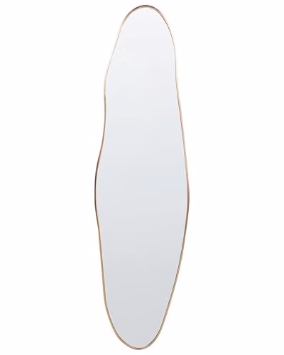 Beliani Specchio moderno a parete con cornice in metallo e alluminio di forma irregolare con ganci Oro Salnis