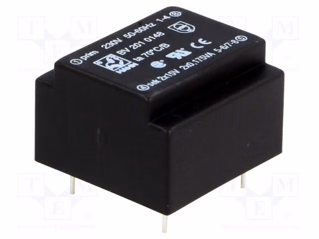 1 trasformatore: rivestito, 230 VAC, 15 V, 12 mA, 15 V, 0,35 VA, 12 mA, 25 g, BV 201 0148 - Tran