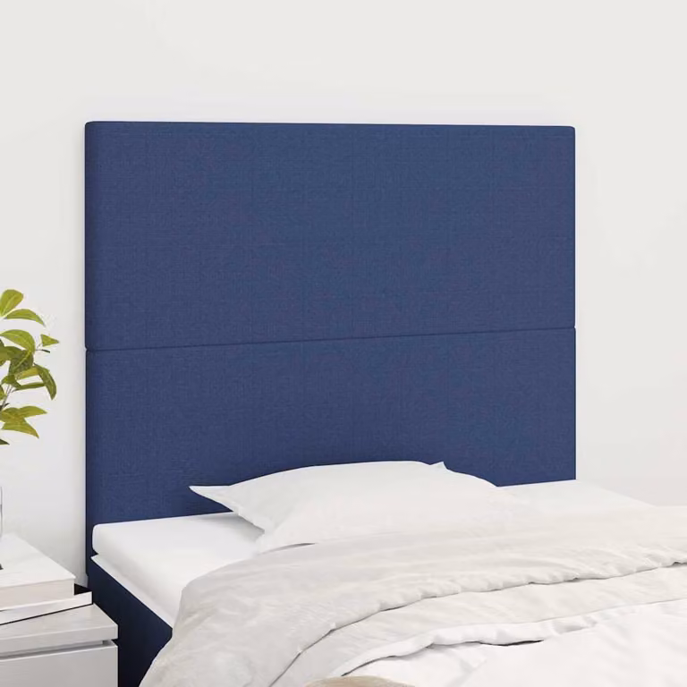 Testiera per letto vidaXL in tessuto blu con struttura in legno e pannello imbottito L 90 cm, P 5 cm, H 118-128 cm