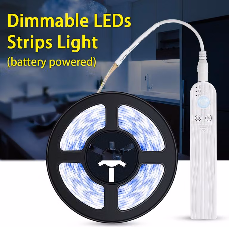 Striscia LED dimmerabile, sensore di movimento PIR, 1 m, 60 LED, cavo per TV, computer, sfondo desktop, illuminazione domestica e da cucina, illuminazione decorativa
