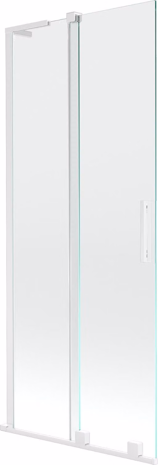 Mexen Velar L paratia per vasca da 2 ali scorrevole 80 x 150 cm, trasparente, bianco - 896-080-003-01-20