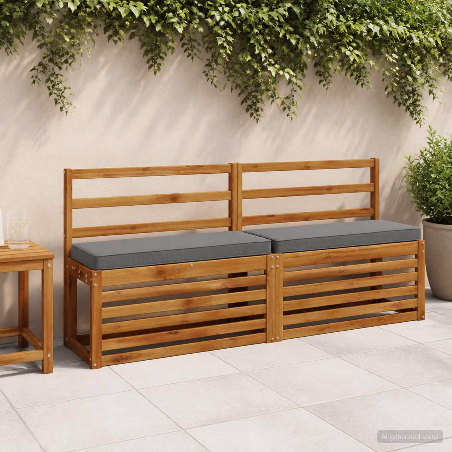 Set di 2 cuscini per panchina vidaXL in poliestere grigio con rivestimento rimovibile e resistente ai raggi UV