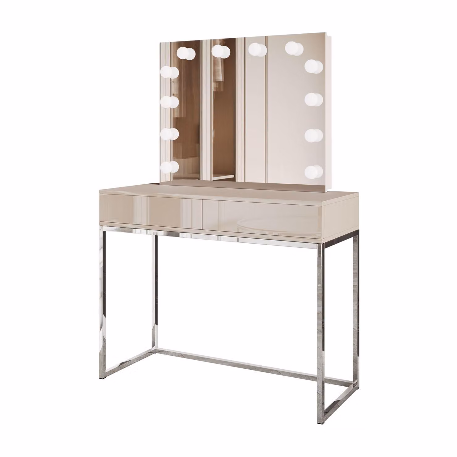 BLANCO KASZMIR ELITE, tavolino da toilette con specchio e illuminazione, cromo argento